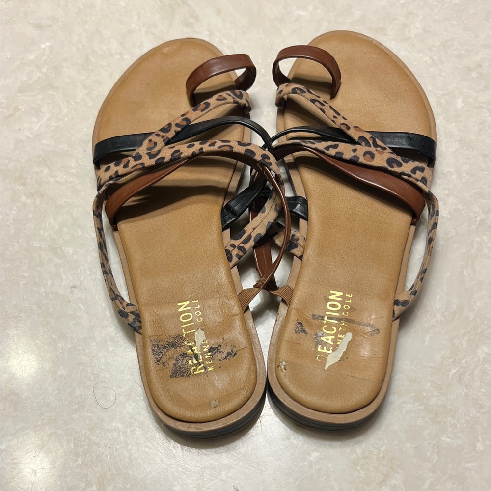 Kenneth Cole Reaction Leopard and Black Sandals